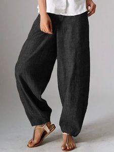 Loose Cotton Plain Casual Pants