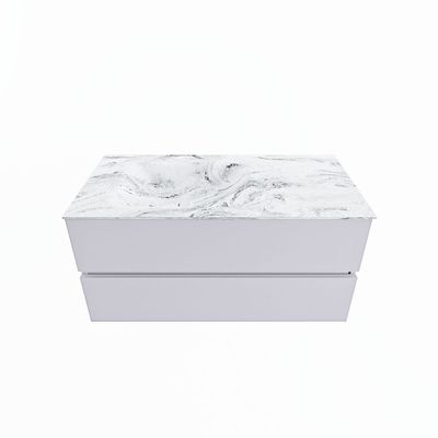MONDIAZ VICA-DLUX 100cm badmeubel onderkast Cale 2 lades. Inbouw wastafel CLOUD links 1 kraangat, kleur Glace.