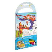Creative Craft Group Kleur- en activiteiten set blauw met 5 kleurpotloden