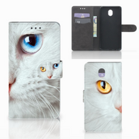 Samsung Galaxy J7 2017 | J7 Pro Telefoonhoesje met Pasjes Witte Kat - thumbnail