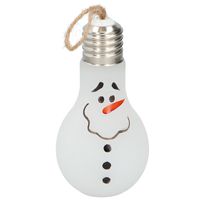 1x Kerst decoratie lampjes sneeuwpop met LED verlichting 18 cm - thumbnail
