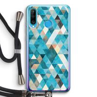 Gekleurde driehoekjes blauw: Huawei P30 Lite Transparant Hoesje met koord