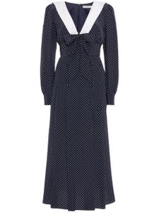 Alessandra Rich robe plissée à pois - Bleu