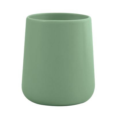 Badkamer drinkbeker/tandenborstelhouder Malmo - Keramiek - groen - 8 x 10 cm