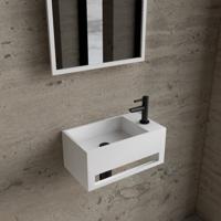 Fonteinset BWS Solid Surface Met Handdoekhouder Rechts Wit Mat Zwart Boss & Wessing