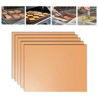 5 stuks 0.2 mm barbecue grill mat non-stick BBQ-bakken matten grootte: 40 x 33cm (brons)