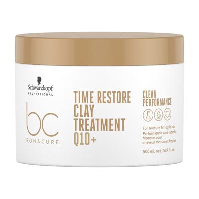 Schwarzkopf Masker BonaCure Clean Performance Time Restore Clay Treatment Q10+ 500ml | Voor Haarmasker zonder siliconen Schwarzkopf Masker BonaCure Clean Performance Time Restore Clay Treatment Q10+ 500ml | Voor Haarmasker zonder siliconen