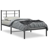 Bedframe met hoofdbord metaal zwart 90x200 cm