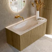 Badmeubel Mondiaz Kurve-Dlux | 105 cm | Meubelkleur Dusk | Wastafelkleur Meli | Solid surface | Wasbak linker zijde spoelbak | Zonder kraangat(en) Badmeubel Mondiaz Kurve-Dlux | 105 cm | Meubelkleur Dusk | Wastafelkleur Meli | Solid surface | Wasbak linker zijde spoelbak | Zonder kraangat(en)