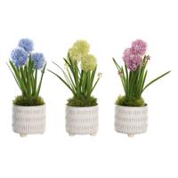 Decoratieve plant DKD Home Decor Schuim Blauw Roze Geel Polypropyleen 15 x 15 x 30 cm (3 Onderdelen)