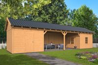 Lariks/Douglas Overkapping Hamar XL type 12 blank 1303x445 cm- Zadeldak- Onbehandeld lariks Douglas hout- Tuindeco