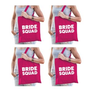 6x Bride Squad vrijgezellenfeest tasje roze/ goodiebag dames