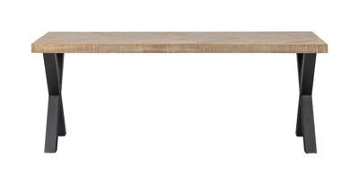 WOOOD Eettafel 'Tablo' Mangohout Visgraat, met X-poot, 180 x 90cm