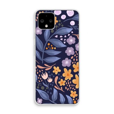 Flowers with blue leaves: Pixel 4 Transparant Hoesje