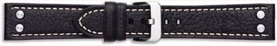 Horlogeband Universeel 683.01 Leder Zwart 24mm