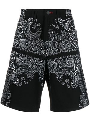 Philipp Plein short en jean à imprimé bandana - Noir