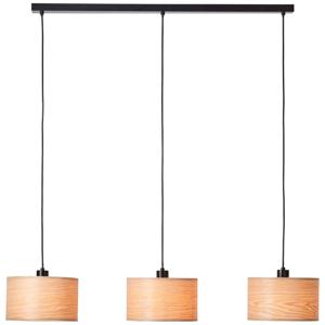 Brilliant Hanglamp Romm 3-lichts zwart met houtbruin 99491/76