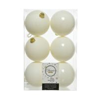 Decoris Kerstballen - 24x st - wol wit - 8 cm - kunststof - kerstversiering
