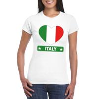 Italie t-shirt - met hartjes vlag print - wit - dames - korte mouwen - landen supporters