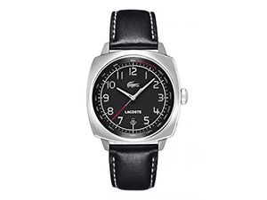 Lacoste horlogeband 2010491 / LC-36-1-14-2196 Leder Zwart 22mm + zwart stiksel
