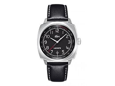 Lacoste horlogeband 2010491 / LC-36-1-14-2196 Leder Zwart 22mm + zwart stiksel