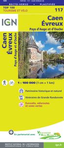 Fietskaart - Wegenkaart - landkaart 117 Caen - Evreux | IGN - Institut