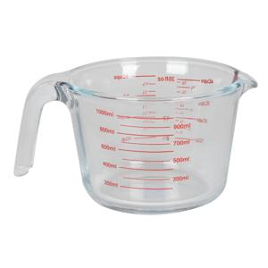 Keuken maatbeker/mengbeker - glas - transparant - 1 liter - schenktuit