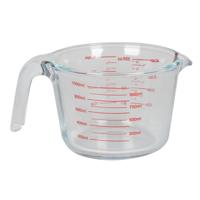 Keuken maatbeker/mengbeker - glas - transparant - 1 liter - schenktuit