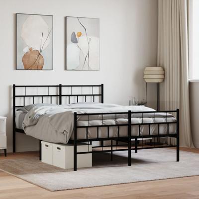 Bedframe met voetbord zonder matras metaal zwart 160x200 cm