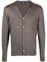 Fedeli V-neck fine-knit cardigan - Marron - thumbnail