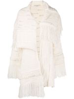 Stella McCartney cardigan asymétrique à franges - Blanc