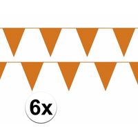 6x oranje vlaggenlijn / slinger 10 meter