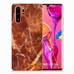 Huawei P30 Pro TPU Siliconen Hoesje Marmer Bruin