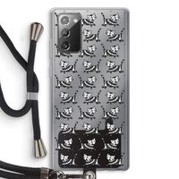 Zwarte poes: Samsung Galaxy Note 20 / Note 20 5G Transparant Hoesje met koord