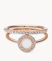 Fossil JF02666791 Infinity-ring Vrouw Roestvrijstaal Roségoud, Wit