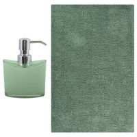 MSV badkamer droogloop mat/tapijt - Sienna - 40 x 60 cm - bijpassende kleur zeeppompje - groen - Badmatjes