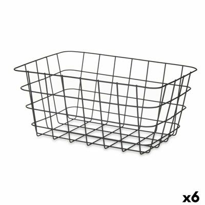 Veelzijdige mand Kinvara Zwart Metaal 30,3 x 14 x 22,5 cm Rechthoekig (6 Stuks)
