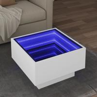 Salontafel met LED 50x50x30 cm bewerkt hout wit