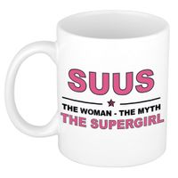 Naam cadeau mok/ beker Suus The woman, The myth the supergirl 300 ml   - - thumbnail