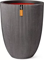 Capi nature groove nl elegant laag vaas 46x58 cm antraciet