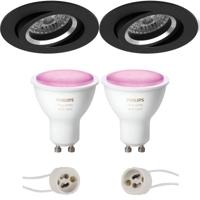 Philips Hue LED Spot Set - Kantelbaar Ø82mm - Mat Zwart - GU10