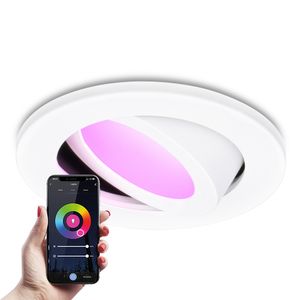 Vienna Smart inbouwspots - WiFi + Bluetooth - Bestuurbaar via App - RGBWW Dimbaar - Wit - kantelbaar - IP65 Waterdicht - Google home , Alexa en Siri