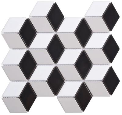 Mozaïek tegels Kubus Grijs 26,74x30,9 - Ruit Wand en vloer Geglazuurde porseleinen steengoed