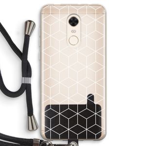 Zwart-witte kubussen: Xiaomi Redmi 5 Transparant Hoesje met koord