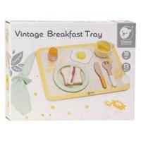 Classic World world houten vintage ontbijtset met dienblad, 13dlg.