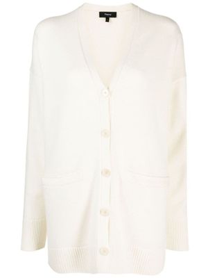 Theory cardigan en maille fine à patch - Blanc