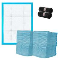 Purlov Zindelijk maken matjes - 100x stuks - 45 x 33 cm - blauw - trainingsmatjes - incl. poepzakjes