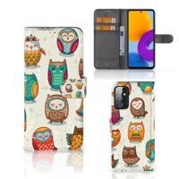 Samsung Galaxy M52 | Telefoonhoesje | Met pasjeshouder | Vrolijke Uilen