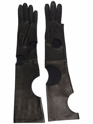 Manokhi gants en cuir à découpes - Noir