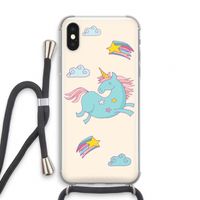 Vliegende eenhoorn: iPhone X Transparant Hoesje met koord